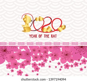 Oriental Happy Chinese New Year 2020. Year of the rat