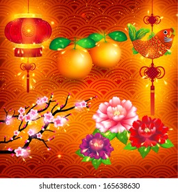 Oriental Happy Chinese New Year Element Vector Design