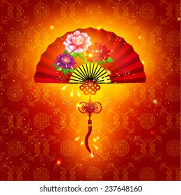 Oriental Happy Chinese New Year Fan Vector Design