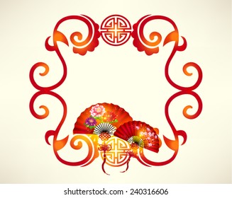 Oriental Happy Chinese New Year Fan Vector Design