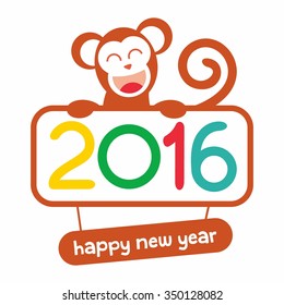 Oriental Happy Chinese New Year 2016 Year of Monkey Vector Design.  Vector Illustration. Concepts Web Banner and Printed Materials. Greeting Cards. Trendy and Beautiful.