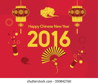 Oriental Happy Chinese New Year 2016 Year of Monkey Vector Design