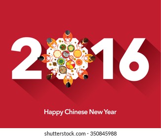 Oriental Happy Chinese New Year 2016 Vector Design 