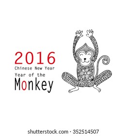 Oriental Happy Chinese New Year 2016 Year of Monkey Vector 