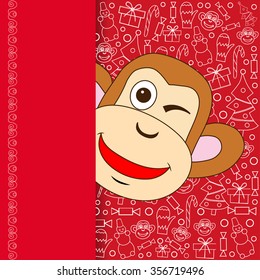 Oriental Happy Chinese New Year 2016 Year of Monkey Vector Design
