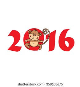 Oriental Happy Chinese New Year 2016 Year of Monkey Vector Design (Chinese Translation: Year of Monkey)