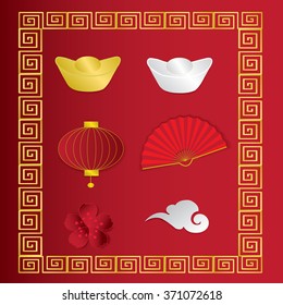 Oriental Happy Chinese New Year Element Vector Design