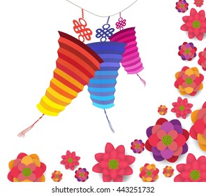 Oriental Happy Chinese New Year Blooming Flowers Design