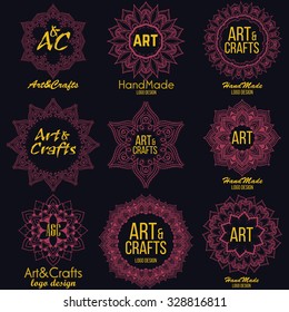 Oriental high quality logo templates set. Vector ethnic ornamental design for beauty salons, spa, massage, barber shops, saunas, healthcare and medicine.