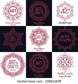Oriental high quality logo templates set. Vector ethnic ornamental design for beauty salons, spa, massage, barber shops, saunas, healthcare and medicine.