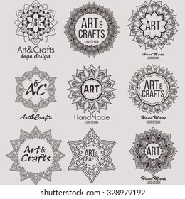 Oriental high quality logo templates set. Vector ethnic ornamental design for beauty salons, spa, massage, barber shops, saunas, healthcare and medicine.