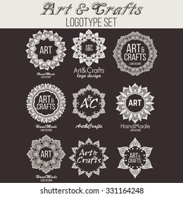 Oriental high quality logo templates set. Vector ethnic ornamental design for beauty salons, spa, massage, barber shops, saunas, health care and medicine.