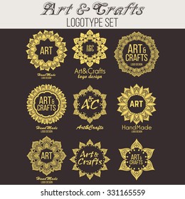Oriental high quality logo templates set. Vector ethnic ornamental design for beauty salons, spa, massage, barber shops, saunas, health care and medicine.