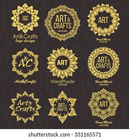 Oriental high quality logo templates set. Vector ethnic ornamental design for beauty salons, spa, massage, barber shops, saunas, health care and medicine.