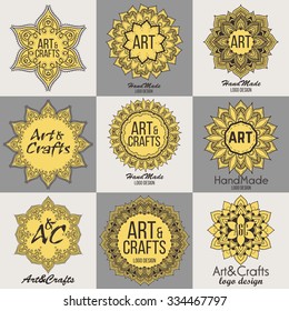 Oriental high quality logo templates set. Vector ethnic ornamental design for beauty salons, spa, massage, barber shops, saunas, healthcare and medicine.