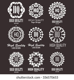Oriental high quality logo templates set. Vector ethnic ornamental design for beauty salons, spa, massage, barber shops, saunas, healthcare and medicine.