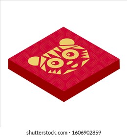 Oriental horoscope isometric logo icon tiger. Geometric animals. Chinese New Year Zodiac Signs 3d