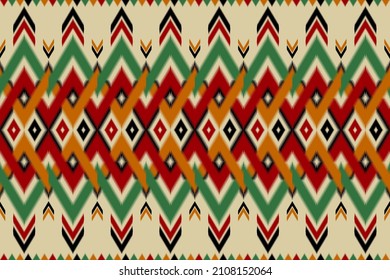 Estilo nativo de ikat oriental. Patrón geométrico étnico tradicional. Diseño para fondo, ilustración, textura, tela, batik, ropa, envoltura, papel pintado, alfombra, bordado
