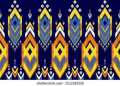 Orientalischer Ikat-Stil. Geometrisches ethnisches Muster traditionell. Design für Hintergrund,Illustration,Stoff,Batik,Kleidung,Umhüllung,Tapete,Teppich,Stickereien