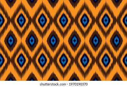 Oriental ikat pattern ethnic seamless pattern traditional background Design for carpet,wallpaper,clothing,wrapping,batik, fabric,Vector illustration embroidery style,embroidery design for background