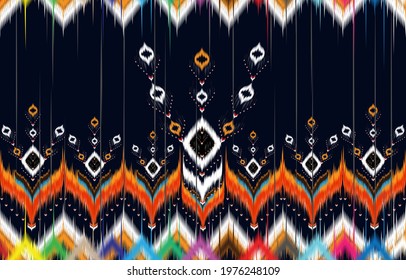 Oriental ikat pattern ethnic seamless pattern traditional background Design for carpet,wallpaper,clothing,wrapping,batik, fabric,Vector illustration embroidery style,embroidery design for background