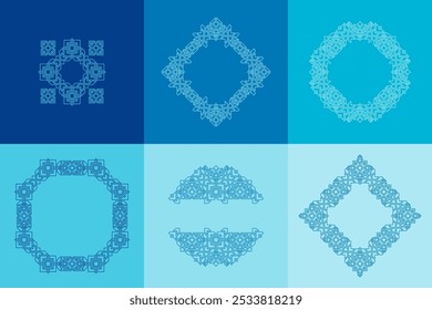 Orientalisch Islamische Stroke Frame Set Design auf Winter Theme