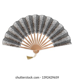 Oriental japan fan isolated on white background. Folding fan in realistic style, Vector EPS 10 illustration