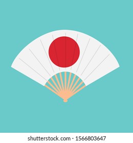 Oriental japan fan isolated on white background. Traditional paper chinese or japanese geisha vector folding fan