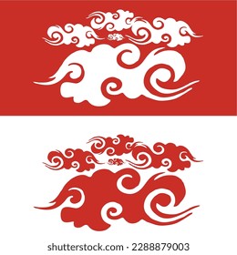oriental Japanese or Chinese cloud ornament doodle drawing collection set vector with white isolated background