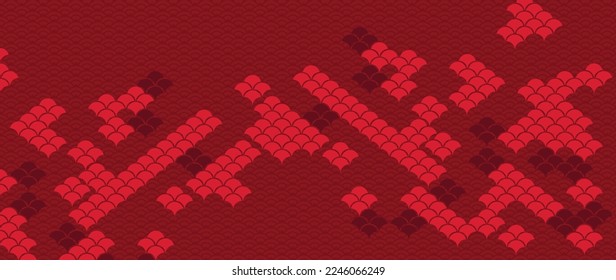 Oriental Japanese and Chinese luxury style pattern background vector. Abstract traditional chinese pattern red shape ornament texture background. Design illustration for wallpaper, card, poster.