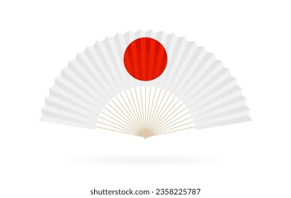 Oriental Japanese fans isolated on white background. Traditional paper japanese geisha vector folding fans. Vector illustration
