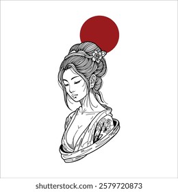 Oriental japanese geisha kimono artwork vector illustration	