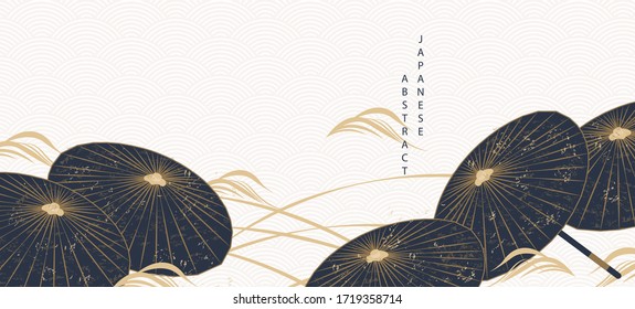 Oriental Japanese style abstract pattern background design geometry wave move and oil paper umbrella