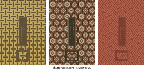 Oriental Japanese style abstract pattern background design geometry polygon flower spiral cross tracery frame