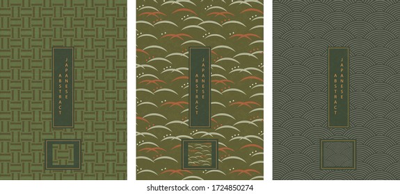 Oriental Japanese style abstract pattern background design geometry wave scale curve leaf