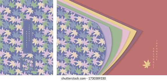 Diseño de fondo de patrón abstracto de estilo japonés oriental hoja de arce colorida papel transparente
