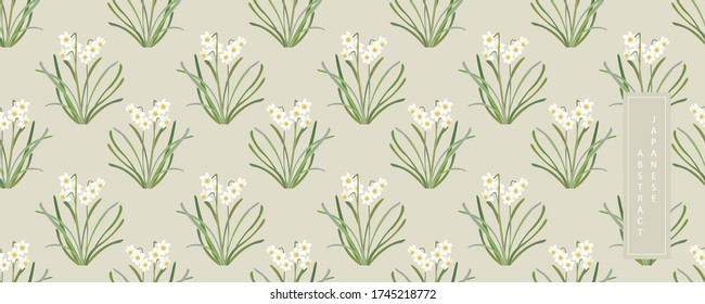 Oriental Japanese style abstract seamless pattern background design nature plant flower daffodil