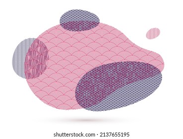Oriental Japanese style vector abstract fluid flow illustration in red color isolated, background in Asian traditional style, lava shapes with patterns.