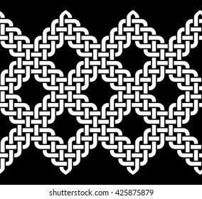 Oriental knot seamless border or pattern. Vector illustration.