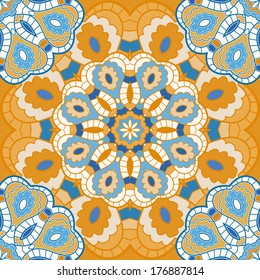 Oriental lace seamless background with circle ornament