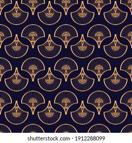 Oriental luxury background pattern seamless vector. Art deco gold black texture with vintage motif. Filigree design of wallpaper print, packaging, wrapping paper for beauty spa, wedding gift.