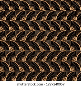 Patrón de fondo de lujo oriental sin fisuras vectores. Textura negra de oro Art Decó con motivos vintage. Diseño abstracto de papel pintado, empaque, papel envolvente para el spa de belleza, regalo de boda.