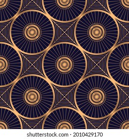 Oriental luxury background pattern seamless vector. Art deco gold black texture with vintage motif. Golden design of wallpaper print, packaging, wrapping paper for beauty spa, wedding gift.