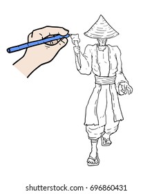 oriental man draw