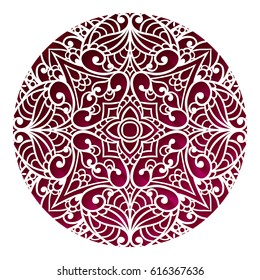 Oriental mandala design. Vintage ornament. Tribal Layout. Islam, Arabic, Indian, ottoman motifs. Ethnic medallion element. Lace pattern. Creative print concept.