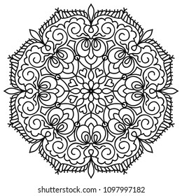 Oriental mandala doodle line vector illustration