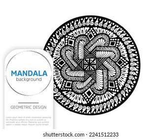 Oriental mandala in ethnic style pattern vector illustration culture Islam Arabic Indian Moroccan Spain ottoman perfect for coloring book tattoo or decoration