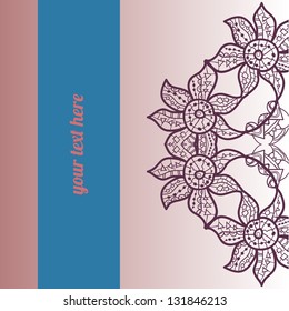 Oriental mandala motif half-round lase pattern on the yellow background, like snowflake or mehndi paint color background