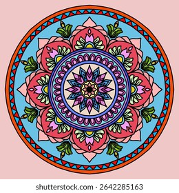 oriental mandala motif, Vintage decorative elements. Oriental pattern, vector illustration. Islam, Arabic, Indian, Moroccan, Spain, Turkish, Pakistan, Chinese, mystic, ottoman motifs, bright color,
