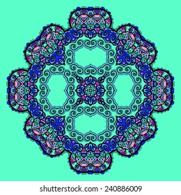 Oriental mandala over bright green color. Design element.